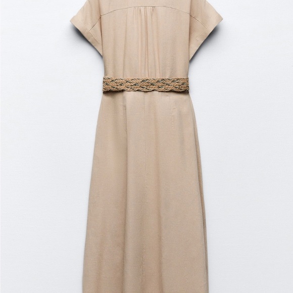 Zara linen belted dress - Picture 3 of 6